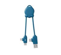 Xoopar OctoMini Câble Multi USB 4 en 1 Porte-Clés USB-C Lightning - Bleu | Câble 4 en 1 format porte-clés : embouts USB-C, Lightning et Micro USB pour smartphones, écouteurs et tablettes