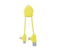 Xoopar OctoMini Câble Multi USB 4 en 1 Porte-Clés USB-C Lightning - Jaune | Câble 4 en 1 format porte-clés : embouts USB-C, Lightning et Micro USB pour smartphones, écouteurs et tablettes