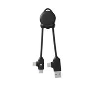 Xoopar OctoMini Câble Multi USB 4 en 1 Porte-Clés USB-C Lightning - Noir | Câble 4 en 1 format porte-clés : embouts USB-C, Lightning et Micro USB pour smartphones, écouteurs et tablettes