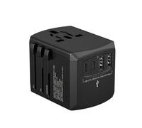 Xoopar Tripper Adaptateur de Voyage Universel 150 Pays 4 USB - Noir