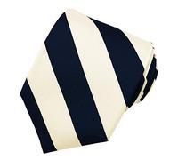 Xoovtka Cravate à rayures en soie pour homme 2,5 cm, Blanc cassé bleu marine, taille unique