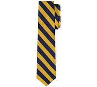 Xoovtka Cravate fine tissée rayée pour homme 7 cm, Bleu marine doré., taille unique