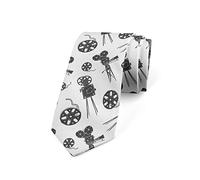 Xoovtka Cravate, motif d'équipement de cinéma rétro, cravate pour robe, 9,4 cm, gris blanc, Comme indiqué sur la photo, taille unique