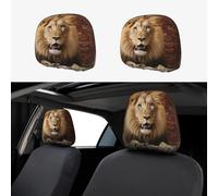 XOPEKVLAWM 1 housse d'appui-tête de voiture douce et respirante pour appui-tête de voiture, motif lion assis sur l'appui-tête, housse personnalisée pour SUV, berline, camion, voitures, accessoires