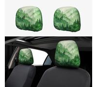 XOPEKVLAWM 1 housse d'appui-tête de voiture douce et respirante pour appui-tête de voiture, vert forêt, housses d'appui-tête personnalisées pour SUV, berline, camions, voitures
