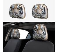 XOPEKVLAWM 1 housse d'appui-tête de voiture douce et respirante pour appuie-tête de voiture, motif tigre noir et blanc, housse de protection personnalisée pour appuie-tête de siège de voiture, SUV