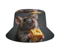 XOPEKVLAWM Chapeaux de soleil pour homme et femme - Chapeau de pêche - Motif éléphant arc-en-ciel - Chapeau de pêcheur unisexe, Le rat mange du fromage, Taille unique