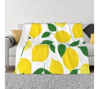 XOPEKVLAWM Couverture pour canapé, chambre à coucher, salon, ultra douce et confortable, micro jaune citron, pour toutes saisons - Chaude et légère - 127 x 101,6 cm