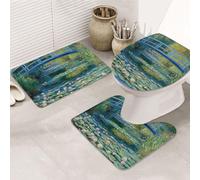 XOPEKVLAWM Lot de 3 tapis de bain doux et absorbants pour salle de bain en forme de U et couverture de couvercle de WC, tapis de bain antidérapant, lavable en machine, tapis de sol de toilette