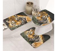 XOPEKVLAWM Lot de 3 tapis de bain doux et absorbants pour salle de bain en forme de U et housse d'abattant de WC, tapis de bain antidérapant lavable en machine