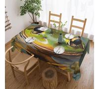 XOPEKVLAWM Nappe pour tables rectangulaires imperméable et résistante aux taches - Grenouille dans un étang - Tissu décoratif infroissable pour Thanksgiving, salle à manger, fête - 137 x 183 cm