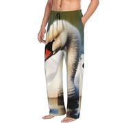 XOPEKVLAWM Pantalon de pyjama pour homme - Bas de pyjama doux - Joli petit cygne - Avec poches - Taille S