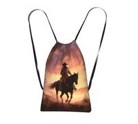 XOPEKVLAWM Sac à dos avec cordon de serrage, sac à dos mignon en forme de mouton de dessin animé, sacs fourre-tout à cordon pour le sport, Cowboy West, One Size, Sac à dos daypack