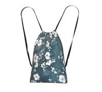 XOPEKVLAWM Sac à dos avec cordon de serrage - Sac de gym - Pensées fleurs - Sac fourre-tout à cordon pour le sport, Bleu sarcelle gris et blanc floral, One Size, Sac à dos daypack