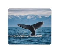 XOPEKVLAWM Tapis de souris avec bords cousus imperméable avec base en caoutchouc antidérapant, motif queue de baleine, tapis de souris lavable, pour ordinateur portable, bureau, maison 25 x 30 cm