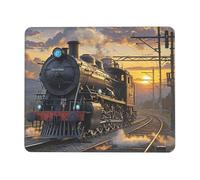 XOPEKVLAWM Tapis de souris imperméable avec base en caoutchouc antidérapant, motif train à vapeur, coucher de soleil, tapis de souris lavable pour ordinateur portable, bureau, maison, 21,1 x 26,2 cm