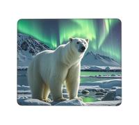 XOPEKVLAWM Tapis de souris imperméable avec base en caoutchouc antidérapant, ours polaires, aurores boréales, tapis de souris lavable pour ordinateur portable, bureau, maison, 21,1 x 26,2 cm
