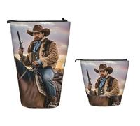 XOPEKVLAWM Trousse à crayons debout de grande capacité - Jolie trousse télescopique - Porte-crayons Golden Retriever - Trousse de maquillage portable pour fournitures de bureau, Cowboy West, Taille