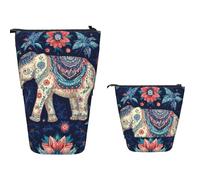 XOPEKVLAWM Trousse à crayons debout de grande capacité - Jolie trousse télescopique - Porte-crayons - Hippopotame - Trousse de maquillage portable pour fournitures de bureau, Boho Elephant, Taille