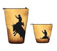 XOPEKVLAWM Trousse à crayons debout de grande capacité - Jolie trousse télescopique - Porte-crayons phosphorescent - Trousse de maquillage portable pour fournitures de bureau, Cool Bull Riding, Taille