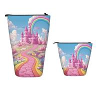 XOPEKVLAWM Trousse à crayons debout de grande capacité - Jolie trousse télescopique - Porte-crayons phosphorescent - Trousse de maquillage portable pour fournitures de bureau, Pink Candy Land, Taille