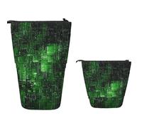 XOPEKVLAWM Trousse à crayons debout de grande capacité - Jolie trousse télescopique - Porte-crayons - Vert - Trousse de maquillage portable pour fournitures de bureau, Matrice verte, Taille unique