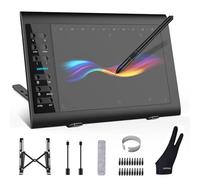 XOPPOX Tablette de dessin graphique, 25,4 x 15,2 cm, grande zone active avec stylet sans batterie, 8192 niveaux de pression du stylo et 12 touches de raccourci, compatible avec PC/Mac/Android pour la