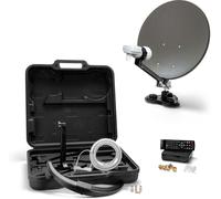 XORO MCA 38 HD Set : Antenne satellite compacte pour le camping avec récepteur, LNB, localisateur de satellite et 10 m de câble dans une valise rigide