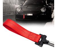 Xotic Tech Adaptateur de trou de remorquage style JDM rouge avec sangle de remorquage pour Porsche 911 991 Carrea Panamera