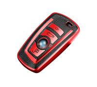 Xotic Tech Coque de clé en Cuir TPU grainé Rouge, Compatible avec BMW Série 1 2 3 4 5 6 7 X3 X4 M2 M3 M4 M5 M6 F12 F20 F21 F22 F25 F30 F31 GT3 Z4 Entrée Intelligente sans clé 4 Boutons Clé