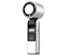 XoTiq Ventilateur turbo portable, 5 vitesses, charge rapide, pliable, plaque de refroidissement instantanée, affichage numérique, adapté pour les voyages, le camping, l'extérieur, le bureau white