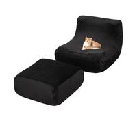 xotoa Ensemble de Housse de Pouf en Velours, Bord inférieur antidérapant élargi, Convient à différents Types de sols et de Tailles de canapés.(Black)