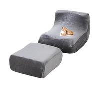 xotoa Ensemble de Housse de Pouf en Velours, Bord inférieur antidérapant élargi, Convient à différents Types de sols et de Tailles de canapés.(Dark Gray)