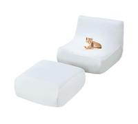 xotoa Ensemble de Housse de Pouf en Velours, Bord inférieur antidérapant élargi, Convient à différents Types de sols et de Tailles de canapés.(White)