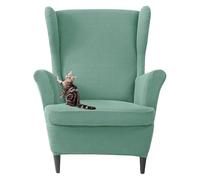 xotoa Ensemble Deux pièces de Housses for Fauteuil à Oreilles en Jacquard, Housses d'accoudoirs à Motif à Carreaux, Design séparé(Light Green)