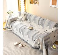 xotoa Housse de canapé en Chenille Double Face, Garniture à Pampilles géométriques réversibles for 1 à 3 Places, Fond élastique antidérapant, Lavable en Machine(B,180 * 130cm)