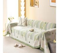 xotoa Housse de canapé en Chenille Double Face, Garniture à Pampilles géométriques réversibles for 1 à 3 Places, Fond élastique antidérapant, Lavable en Machine(C,180 * 130cm)