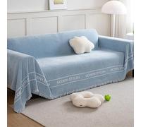 xotoa Housse de canapé en Chenille épaisse, adaptée aux canapés en Forme de L et en U, avec Garniture à Pampilles, adaptée à Toutes Les Saisons(Blue,180 * 220cm)