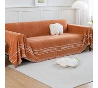 xotoa Housse de canapé en Chenille épaisse, adaptée aux canapés en Forme de L et en U, avec Garniture à Pampilles, adaptée à Toutes Les Saisons(Orange,180 * 420cm)