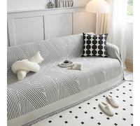 xotoa Housse de canapé en Chenille Simple, épaisse et Douce, Lavable en Machine, Garniture à Pompons tissés géométriques, adaptée à Toutes Les Saisons(C,180 * 300cm)