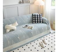 xotoa Housse de canapé en Chenille Simple, épaisse et Douce, Lavable en Machine, Garniture à Pompons tissés géométriques, adaptée à Toutes Les Saisons(E,180 * 180cm)