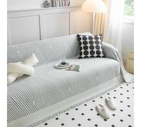 xotoa Housse de canapé en Chenille Simple, épaisse et Douce, Lavable en Machine, Garniture à Pompons tissés géométriques, adaptée à Toutes Les Saisons(D,180 * 300cm)