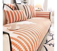 xotoa Housse de canapé en Chenille, Universelle for 1/2/3/4 Places, Housse de canapé d'angle en Forme de L, Fond en Silicone antidérapant(Orange a,90x90cm)