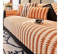 xotoa Housse de canapé en Chenille, Universelle for 1/2/3/4 Places, Housse de canapé d'angle en Forme de L, Fond en Silicone antidérapant(Orange B,90x120cm)