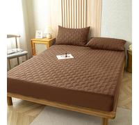 xotoa Housse de Protection for Matelas en Microfibre Quatre Saisons, draps ajustés lavables avec Poches élastiques Profondes, sûrs et Confortables(Brown,Single:35x79inch(3pcs))