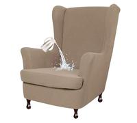 xotoa Housse épaisse for Fauteuil à Oreilles, Ensemble Deux pièces, Tissu texturé tridimensionnel(Light Coffee)