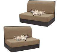 xotoa Housses for Table et chaises de Camping-Car - Tissu Jacquard Extensible, Ensemble Deux pièces, Convient aux sièges de Camping-Car(Light Coffee,2pcs)