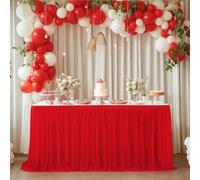 xotoa Rideaux de Table de Mariage en Tulle, décorations de Bureau d'accueil extérieur(Truered,4ft(1.22m*0.77m))