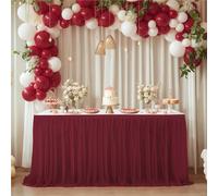 xotoa Rideaux de Table de Mariage en Tulle, décorations de Bureau d'accueil extérieur(WineRed,6ft(1.83m*0.77m))