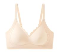 xotoa Soutien-gorge push-up léger sans coutures for femme, maintien souple, sans anneau en acier, bonnet 3/4, tissu en nylon respirant(Skincolor,Mcode/34code)